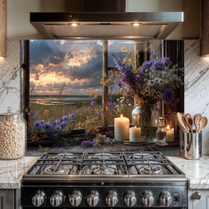 Candle Design Tempered Glass Kitchen Backsplash: Heat & Scratch Resistant