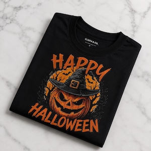 Simpatiche clipart autunnali retrò, Dolcetto o scherzetto, disegni horror di streghe con zucche fantasma, Halloween SVG, Halloween PNG, disegno retrò di zucche PNG, streghe