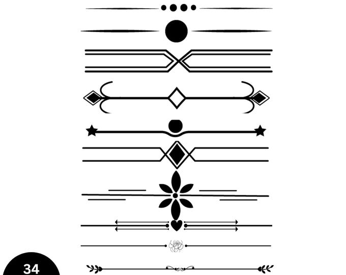 Two Line Svg Decorative Lines SVG Bundle: Text Dividers, Flourishes, Ornaments - Etsy