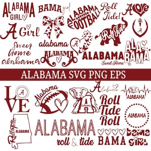 Alabama Roll Tide PNG, Roll Tide Bama Football Shirt, Alabama Sport PNG Football, Crimson Roll Tide Bama Druckbare PNG, Alabama Zeichen svg