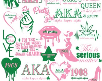 Paquete SVG Alpha Kappa Alpha: diseños de hermandad, rosa y verde