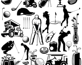 Paquete SVG de golf: Jugador, pelota, palos y citas (archivos digitales)