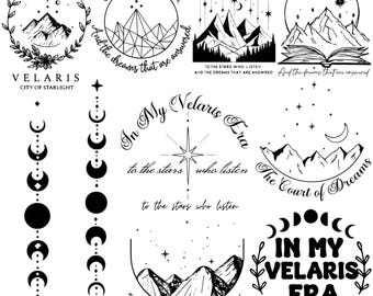 Paquete SVG del Cuarto Ala de ACOTAR: Velaris, Corte Nocturna, Basgiath (Descarga digital)