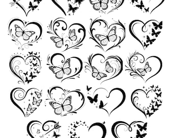 Herz Doodle SVG Bundle, handgezeichnete Clipart (Instant Download)