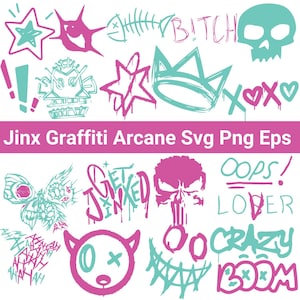 Jinx Graffiti png bundle clipart, Jinx Graffiti png svg bundle, League of Legends for cricut, files for sublimation, Digital Designs