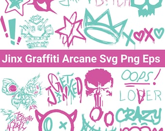 Jinx Graffiti PNG SVG Bundle: League of Legends Clipart (Digital Designs)