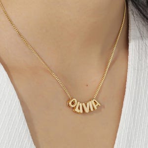 Personalized 3D Bubble Letter Necklace: Sterling Silver Custom Name Jewelry