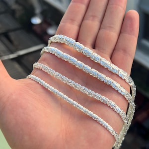 Handmade Bali Byzantine Sterling Silver Chain - Flat White Finish