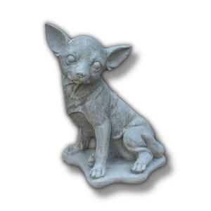 Dog yard figure, Lawn pet art, Chihuahua garden statue, Cement dog sculpture, Stone dog idea, Chihuahua yard decoration  | 12 in height