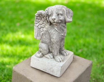 Beton dog ornament, Outside pet loss, Garden dog design, Pet with wings, Home dog idea, Yard dog memorial, Detailed dog | 12 in height