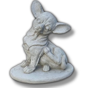 Concrete dog, Chihuahua sculpture, Garden statue, Stone memorial, Yard gift, Grave marker, Sitting dog, Lawn figurine | 9 in height