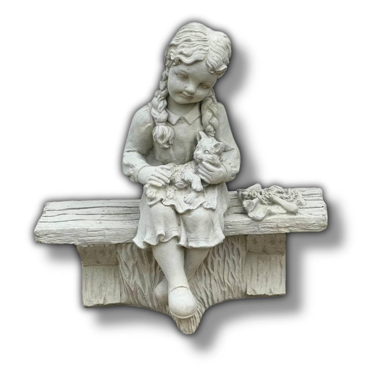 Kid garden figure, Beton girl, Concrete child idea, Stone kid ornament, Girl decoration, Backyard child statue, Lawn kid art | 17 in height