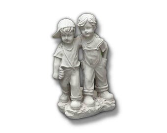 Outdoor kids, Boys statue, Baseball sculpture, Children memorial, Baseball lovers, Garden gift, Lawn ornament, Stone figure | 18 in height