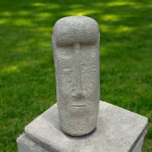 Moai head rock, Concrete Easter Island statue, Moai bust, Outdoor decor, Garden ornament, Moai figurine, Stone rock | 12 in height