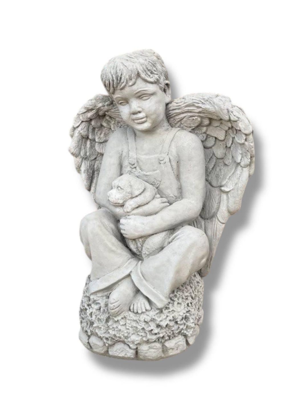 Angel Boy Sculpture, Cement Cherub Figure, Lawn Religious Ornament ...