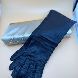 Women 45cm（17.7) Elbow Long Real Leather Fingerless With Three Lines Gloves