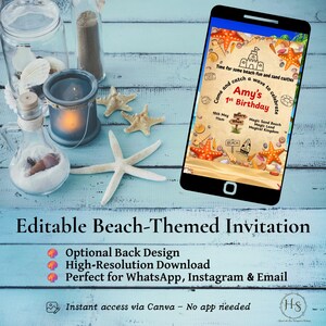 Ambiance de plage, grands sourires | Carte d'invitation numérique modifiable pour tous les événements sur le thème de la plage