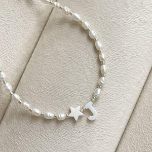 Personalized Pearl or Beaded Initial Necklace Custom Initial Necklace Letter Necklace Initial Pendant Necklace Christmas Gift Gift for Her