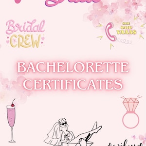 15 druckbare Bachelorette Zertifikate - Spaß & bearbeitbare Party Zertifikate - Bride-to-Be Awards - Girls Night Digital Download