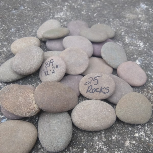 25 Small River Rocks Flat Round Writing Painting Decor Rocks, Stones Lot 8A