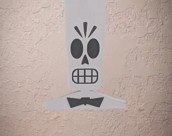 Manny Calavera Grim Fandango Wall Hanging, Unique Grim Fandango Gamer Gift, Retro Game Room Decor, 3D Printed Calavera Skull Sign