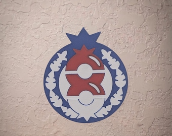 3D Printed Blueberry Academy Logo Wall Decor, Pokemon Indigo Disk Emblem Sign, Terarium Gaming Setup Art, Gamer Gift for Pokemon Fan