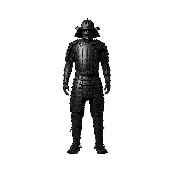 Black Leather Samurai Knight Armor: Medieval Ren Faire Cosplay