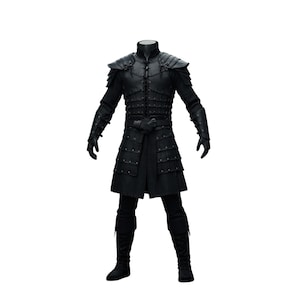 Black Leather Medieval Armor: LARP Cosplay Costume with Kilt & Arm Guards