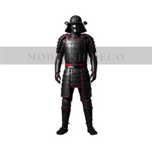 Black Leather Samurai Armor With Red Piping - Handmade Leather Kusazuri Armor - Leather Medieval Ren Fair Armor - LARP Costume For Halloween