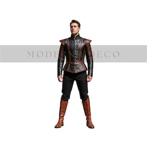 Handmade Black Leather Medieval Doublet - Renaissance Inspired Fantasy Jerkin - Renaissance Tunic for Halloween - LARP Cosplay Costume