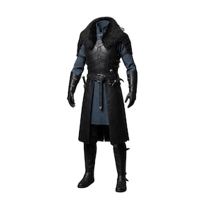 Black Leather LARP Armor with Fur: Handmade Viking D&D Cosplay Costume