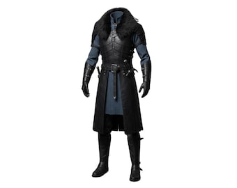 LARP用ブラックレザーアーマーブレストプレート、ハンドメイドスペイン