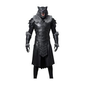 Handmade Black Leather Werewolf Armor with Kilt - Viking Cosplay Costume