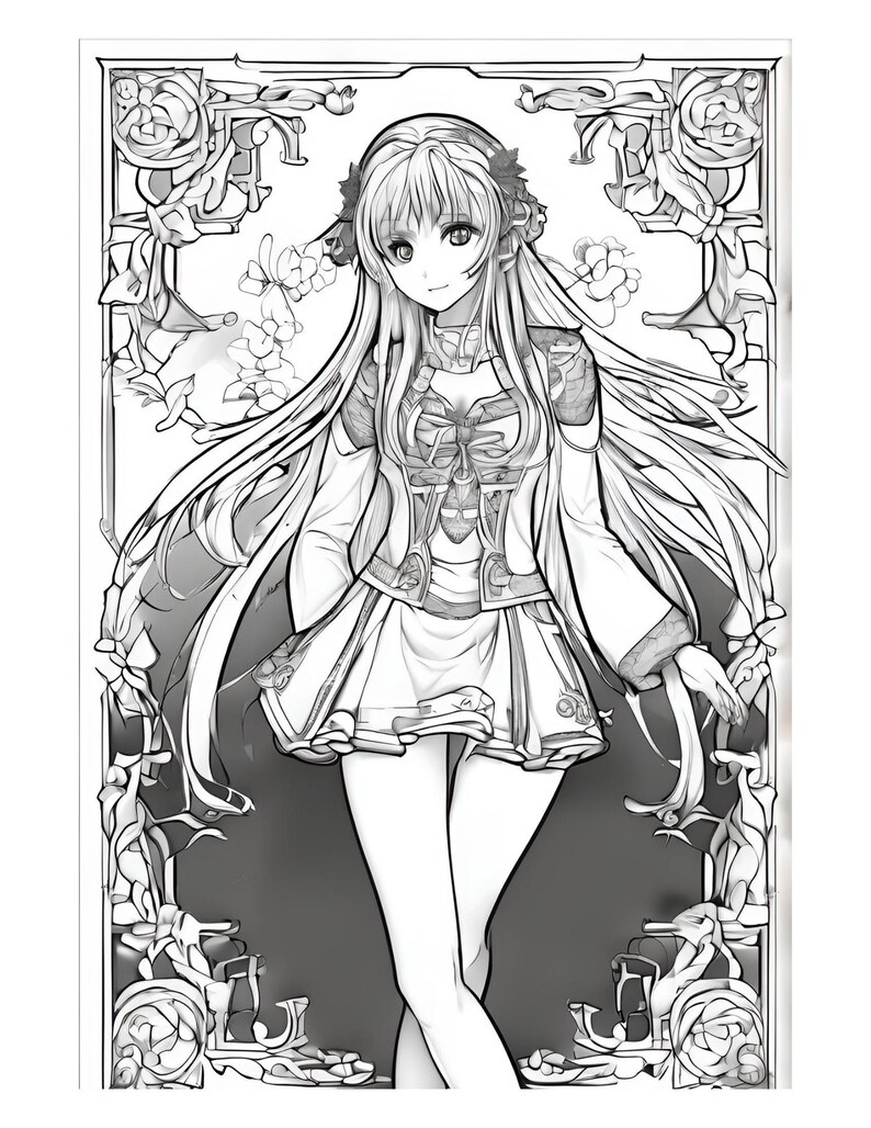 Anime Coloring Pages Digital Download Cute Japanese Style Characters