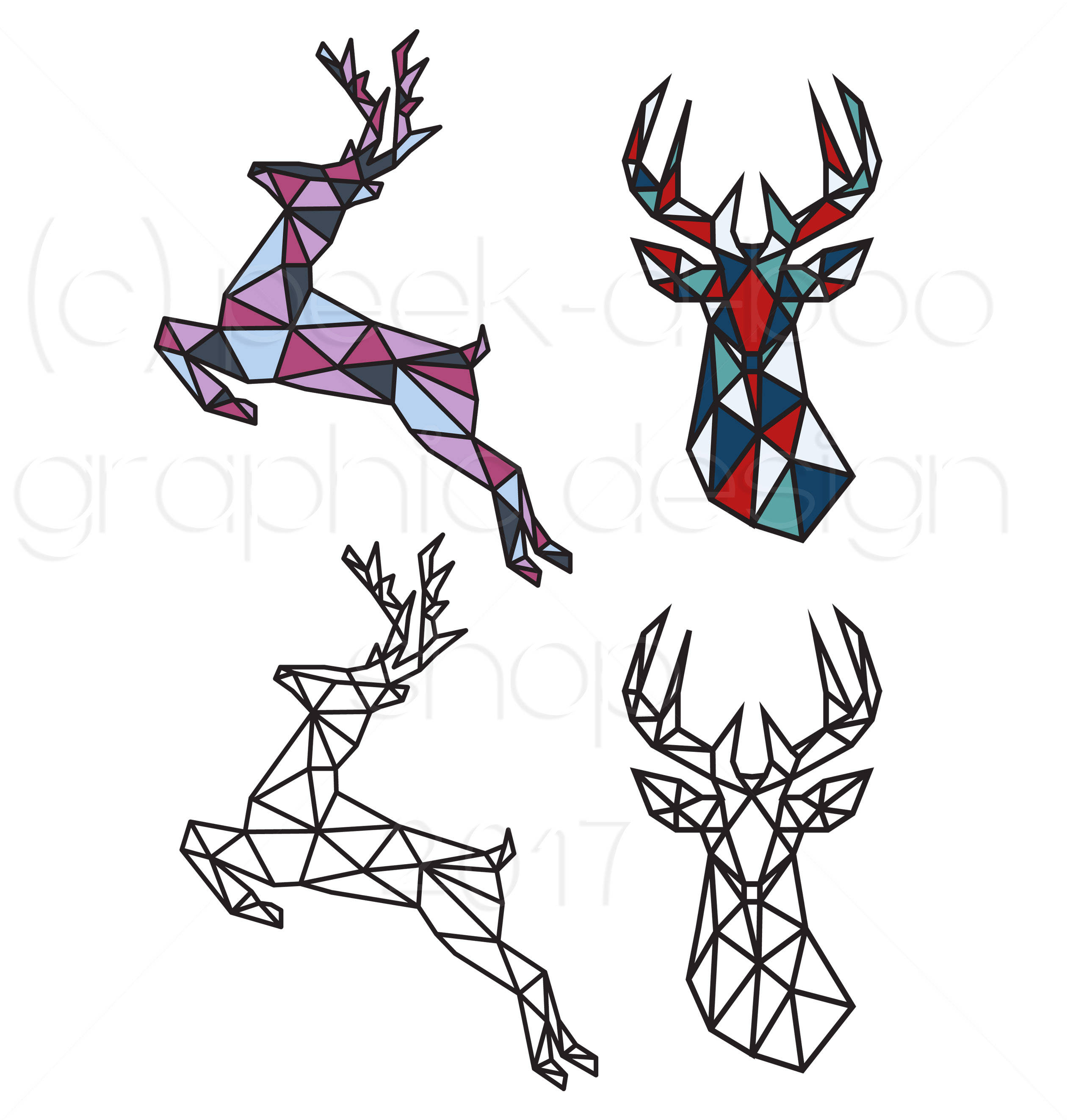 Geometric Deer SVG Cut File Silhouette Cut File Cricut Cut Etsy