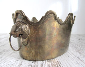 Scalloped Brass Cache Pot