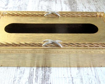 Vintage Ornate Gold Hollywood Regency Tissue Box Cover