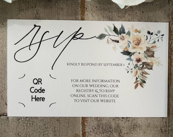 Wedding RSVP Card Template with QR Code, Digital Download rsvp, Printable Wedding RSVP, Editable Wedding Insert, Instant Download