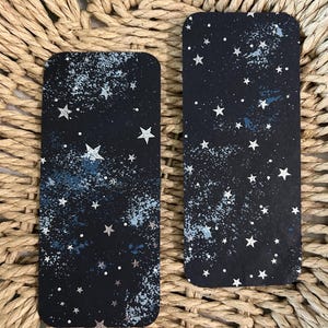 Starry Night Sky Bookmark: Celestial Galaxy, Metallic Stars