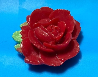 One Handmade Red Rose Magnet Resin and Ceramic