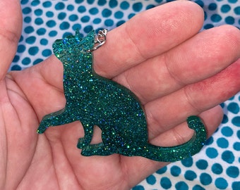 Turtle Keychain Charm with Blue-Green Resin and Iridescent Rhinestones. Resin Turtle Keychain - Etsy main image 2