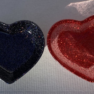 Handmade Heart Trinket Jewelry Box, purple, red, black