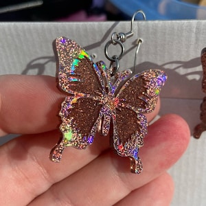 Handmade Dangle Butterfly Earrings brown, coffee colored