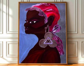 2026 Giclée Art Print, Esther Akello  Portrait, Vibrant Pink Headwrap