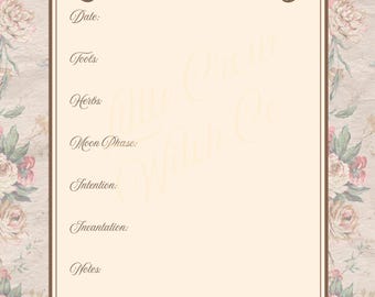 Witchcraft Spell  Page | Grimoire Printable | Book of Shadows Page | Ritual log