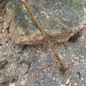 Handmade Wire-Wrapped Wand with Clear Quartz Point | Copper & Brass Energy Wand | Ritual, Meditation, Witchcraft Tool