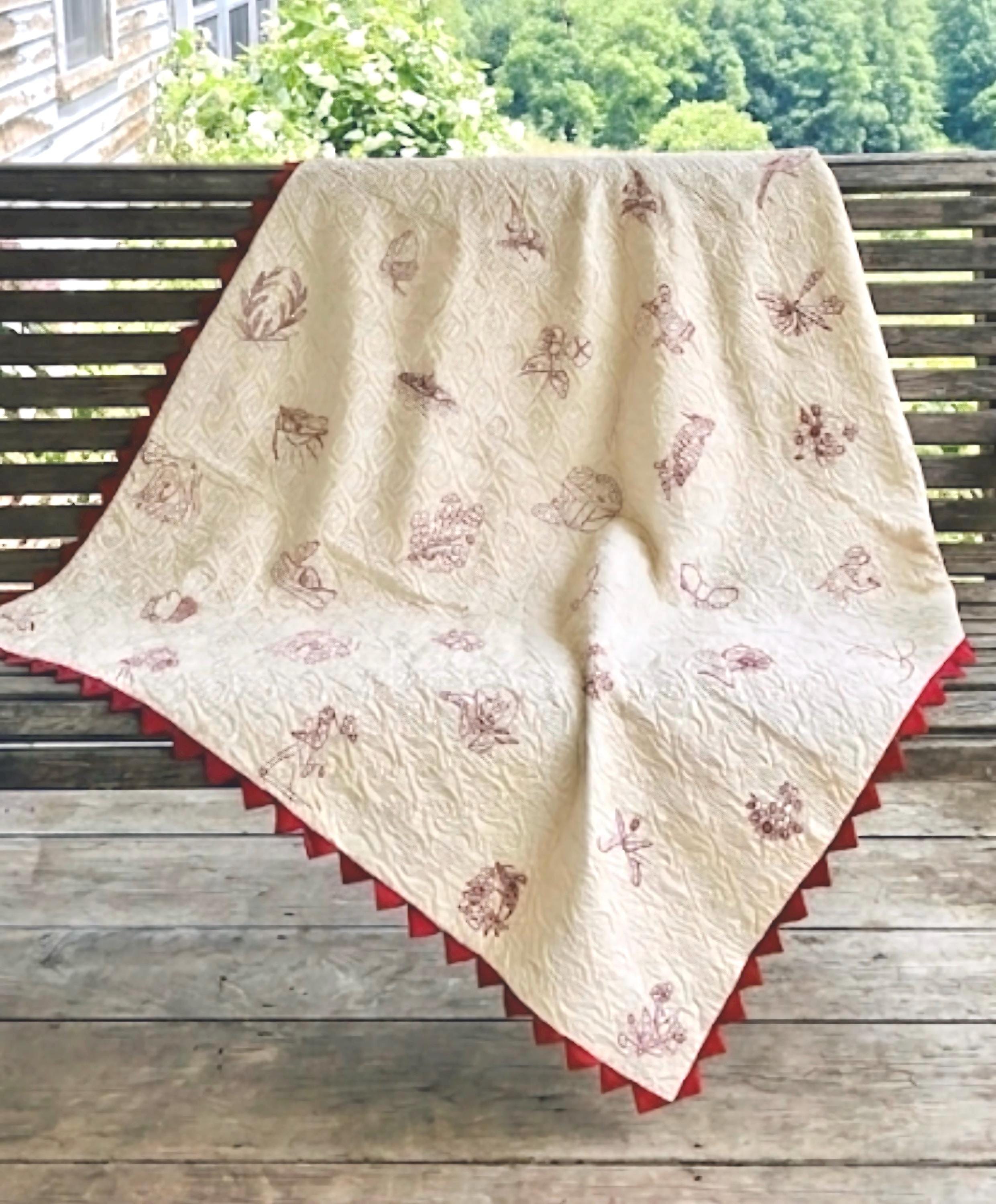 Redwork quilt - Etsy 日本