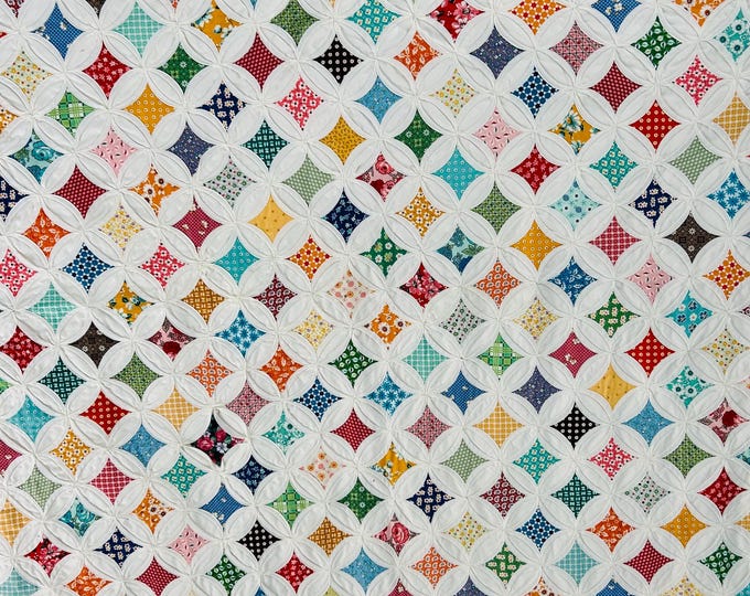 Vintage 1980s Cathedral Window Quilt – Colorful Patchwork – 90” X 90 ...