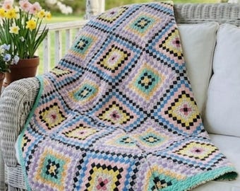 Antique Granny Square Quilt: 1890-1910; Hand-quilted (76x89 inches)