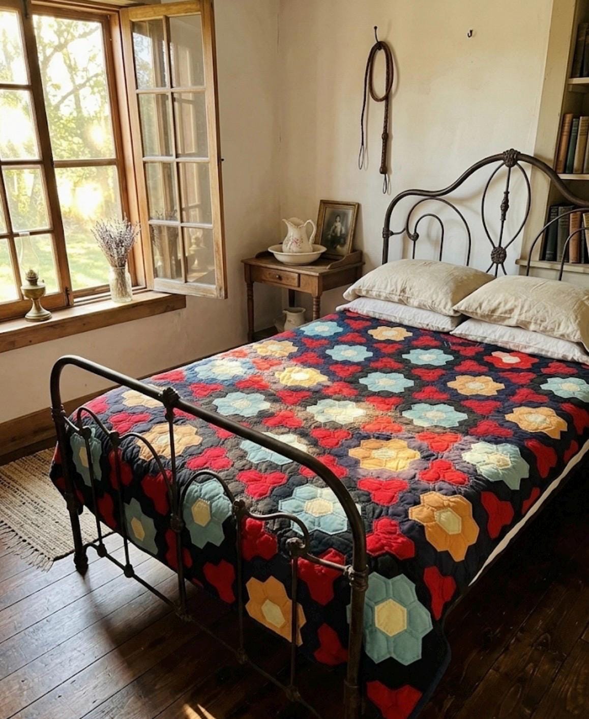Antique quilt grandmothers flower garden - Etsy 日本
